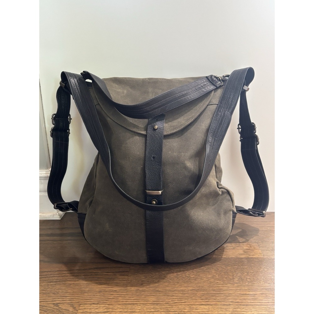 Rough & Tumble 1904 Backpack Bag Green Waxed Canvas Leather Large Excellent